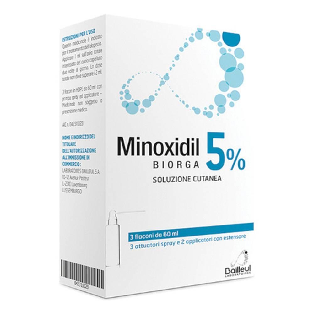 minoxidil minoxidil biorga 5%, soluzione cutanea per la perdita di capelli - trattamento efficace per cuoio capelluto sano e normale - foto 1