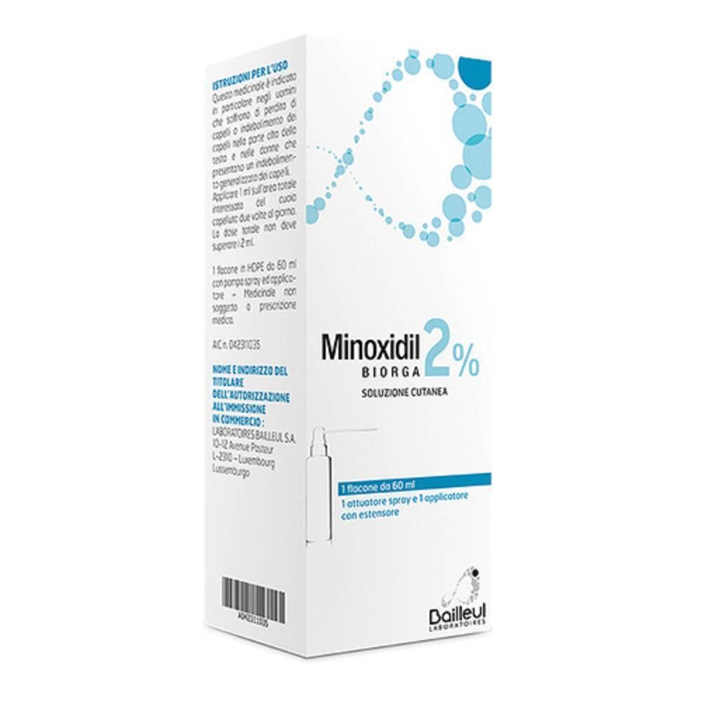 minoxidil minoxidil 2% biorga 60 ml - soluzione cutanea per la perdita di capelli e alopecia - foto 1
