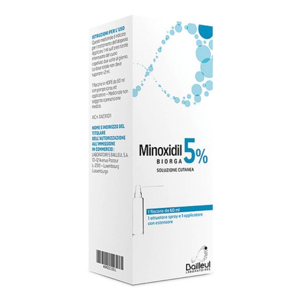minoxidil trattamento per la perdita dei capelli: minoxidil biorga 5% soluzione cutanea 60 ml per cuoio capelluto normale e sano - foto 1