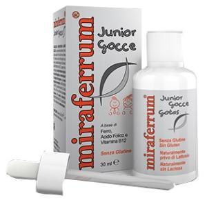 Gocce di ferro, acido folico e vitamina b12 per bambini - miraferrum junior 30ml, supporto per emoglobina e sistema immunitario