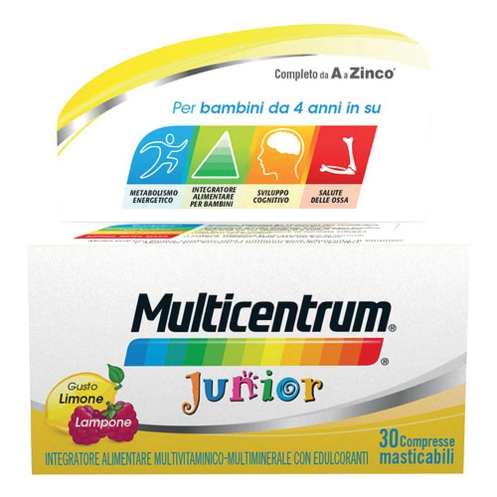 multicentrum integratore alimentare multivitaminico e multiminerale per bambini multicentrum junior 30 compresse masticabili gusto lampone/limone - foto 1