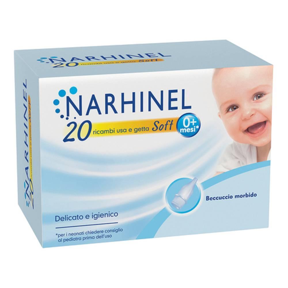 narhinel ricambi soft usa e getta per aspiratore nasale narhinel - confezione da 20 con filtro assorbente per massima igiene e comfort bambino - foto 1