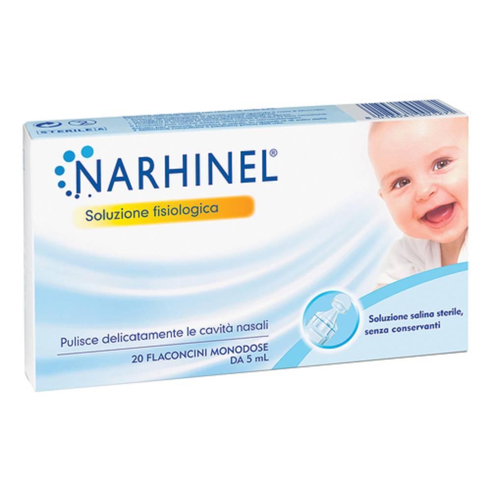 narhinel soluzione fisiologica narhinel 20 flaconcini da 5 ml per mucose nasali secche e aerosolterapia per bambini da 0 a 1 anno - foto 1