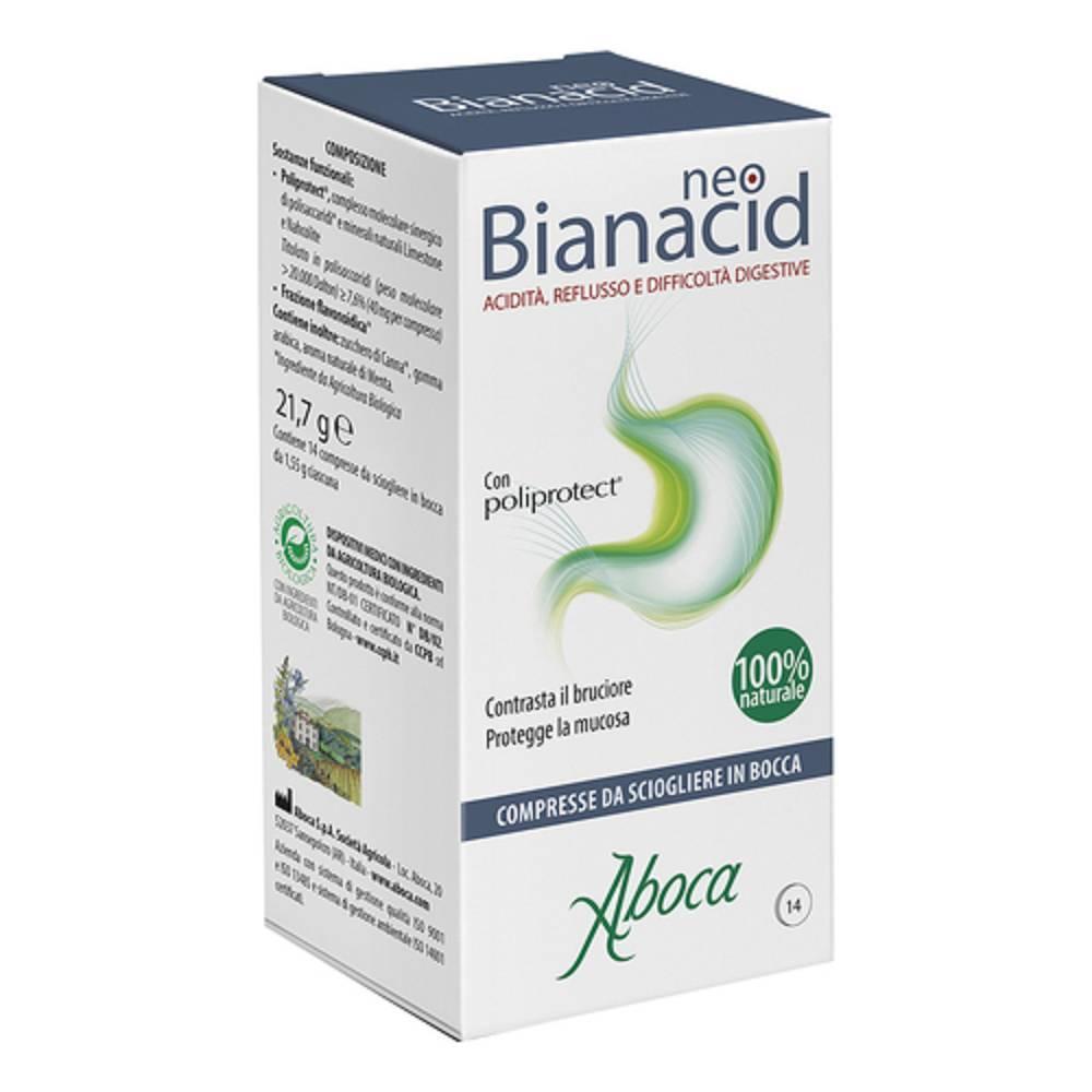 aboca compresse masticabili per acidità e reflusso - neobianacid 14 compresse per protezione e sollievo della mucosa gastro-esofagea - foto 1