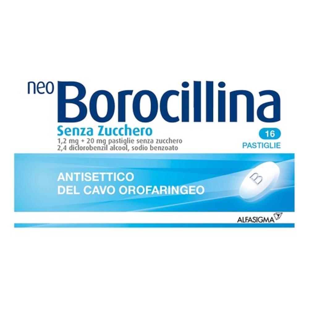 neoborocillina pastiglie antisettiche senza zucchero neo borocillina 1,2 mg + 20 mg per il cavo orofarigeo - 16 pasticche s/z - foto 1