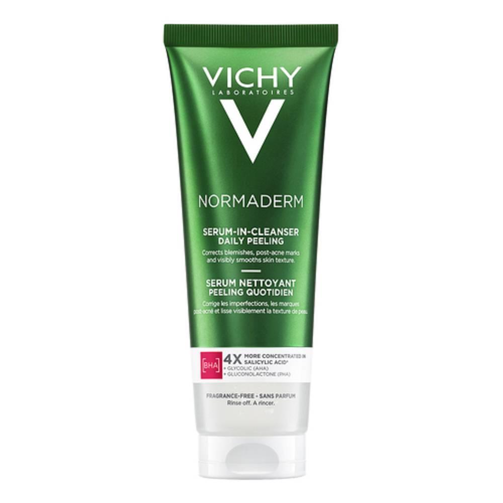 vichy siero detergente peeling quotidiano normaderm no peel 125 ml per pelli sensibili con acido salicilico, glicolico e gluconolattone - foto 1