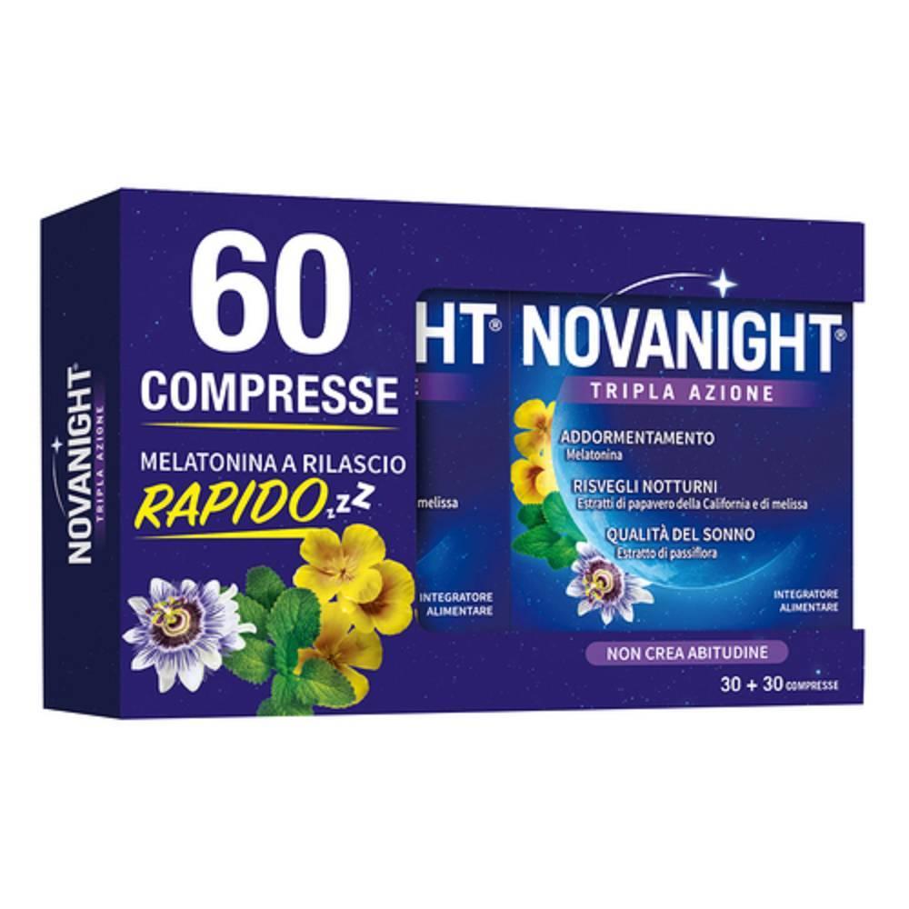 novanight integratore per il sonno novanight sonno rigen con melatonina, passiflora e melissa - 60 compresse per un riposo sereno e ristoratore - foto 1