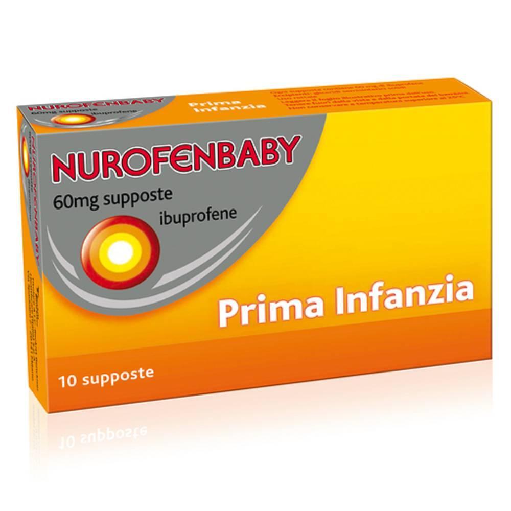nurofen ibuprofene per bambini nurofen baby 10 supposte da 60 mg - sollievo dalla febbre e dal dolore con avvertenze per l'uso sicuro - foto 1