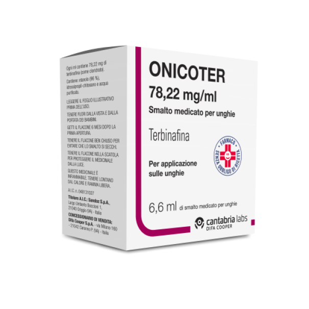 onicoter smalto medicato per unghie onicoter 78,22 mg/ml per il trattamento dell'onicomicosi - 1 flacone da 6,6 ml - foto 1