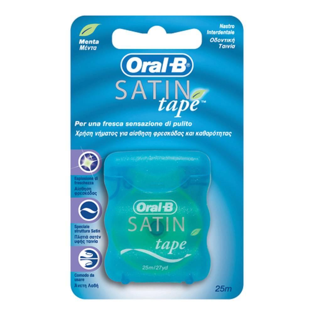 oral-b filo interdentale satin tape da 25 metri - pulizia efficace e fresca sensazione di menta per spazi ampi e stretti fra i denti - foto 1