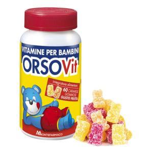 Integratore alimentare di vitamine per bambini -  caramelle gommose senza glutine, flacone da 60 caramelle gusto frutta