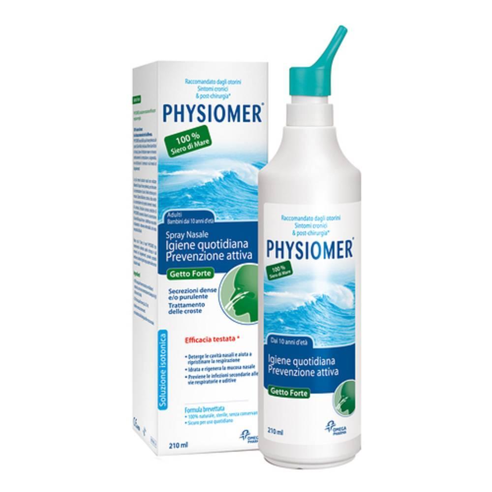 physiomer spray nasale physiomer getto forte per adulti e bambini - soluzione isotonica per pulizia e trattamento di sintomi nasali cronici - foto 1