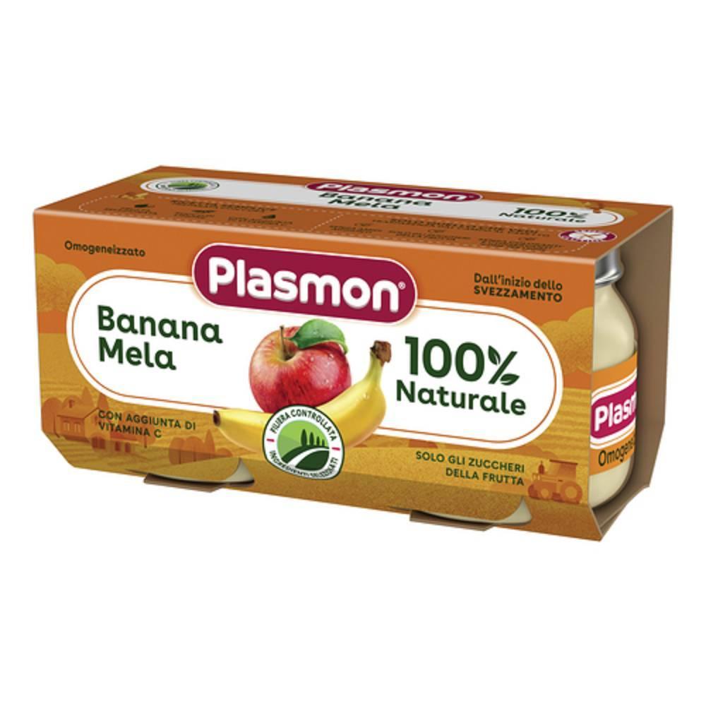 plasmon omogeneizzato banana e mela 2 vasetti da 80g - senza glutine, senza coloranti e conservanti, ideale per bambini da 4 mesi - foto 1