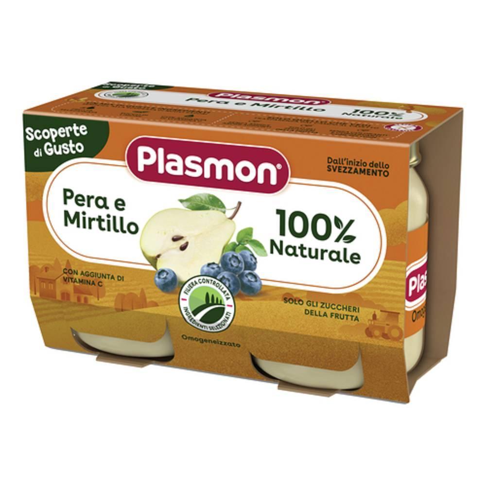 plasmon omogeneizzato pera e mirtillo 100% naturale con vitamina c - confezione da 2 vasetti da 120 g per svezzamento - foto 1