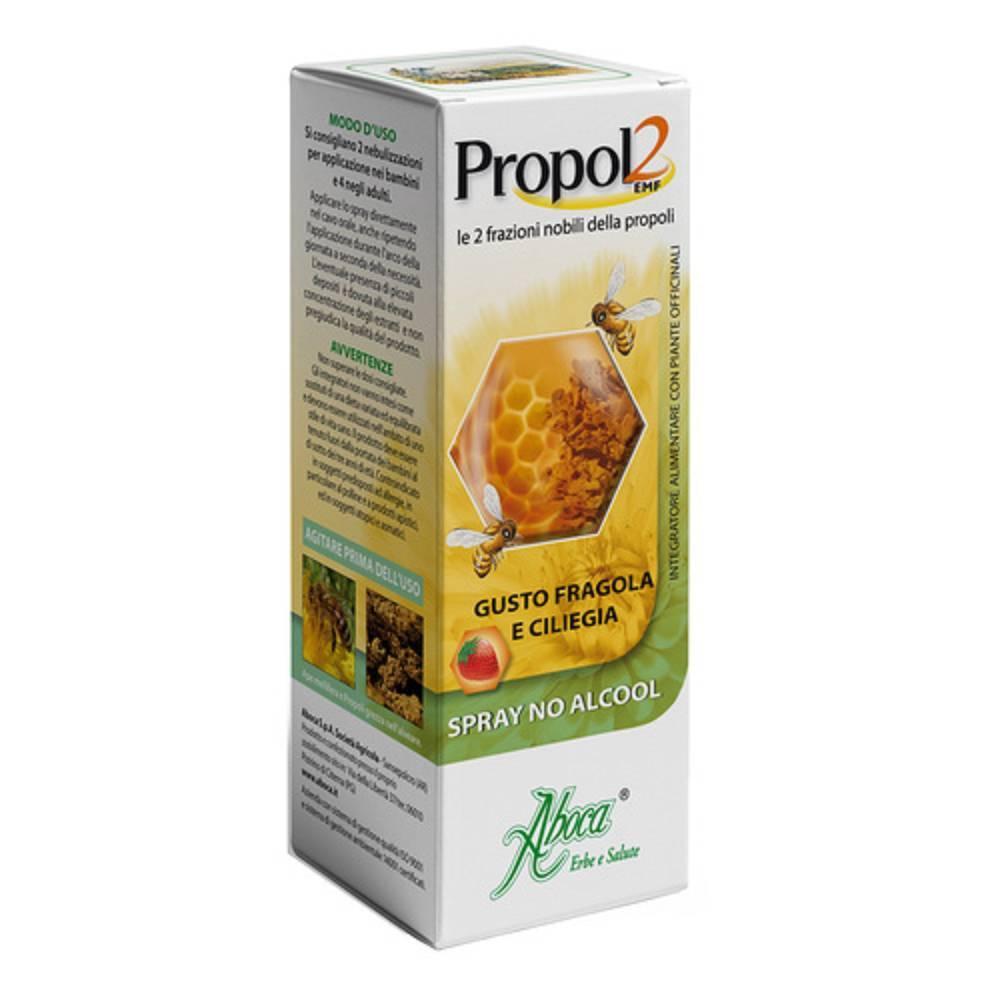 aboca spray di propoli no alcool propol2 emf per gola - integratore naturale con flavonoidi e gusto fragola e ciliegia, senza glutine, 30 ml - foto 1