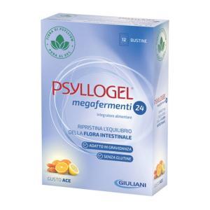 Integratore alimentare simbiotico  megafermenti 24 con probiotici e fibra di psyllium per l'equilibrio della flora intestinale