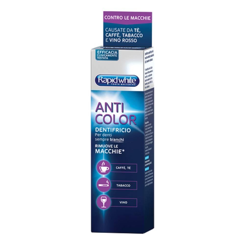 bionike dentifricio rapid white anticolor per rimozione macchie dentali da cibo, bevande e tabacco - tubetto da 75 ml - foto 1