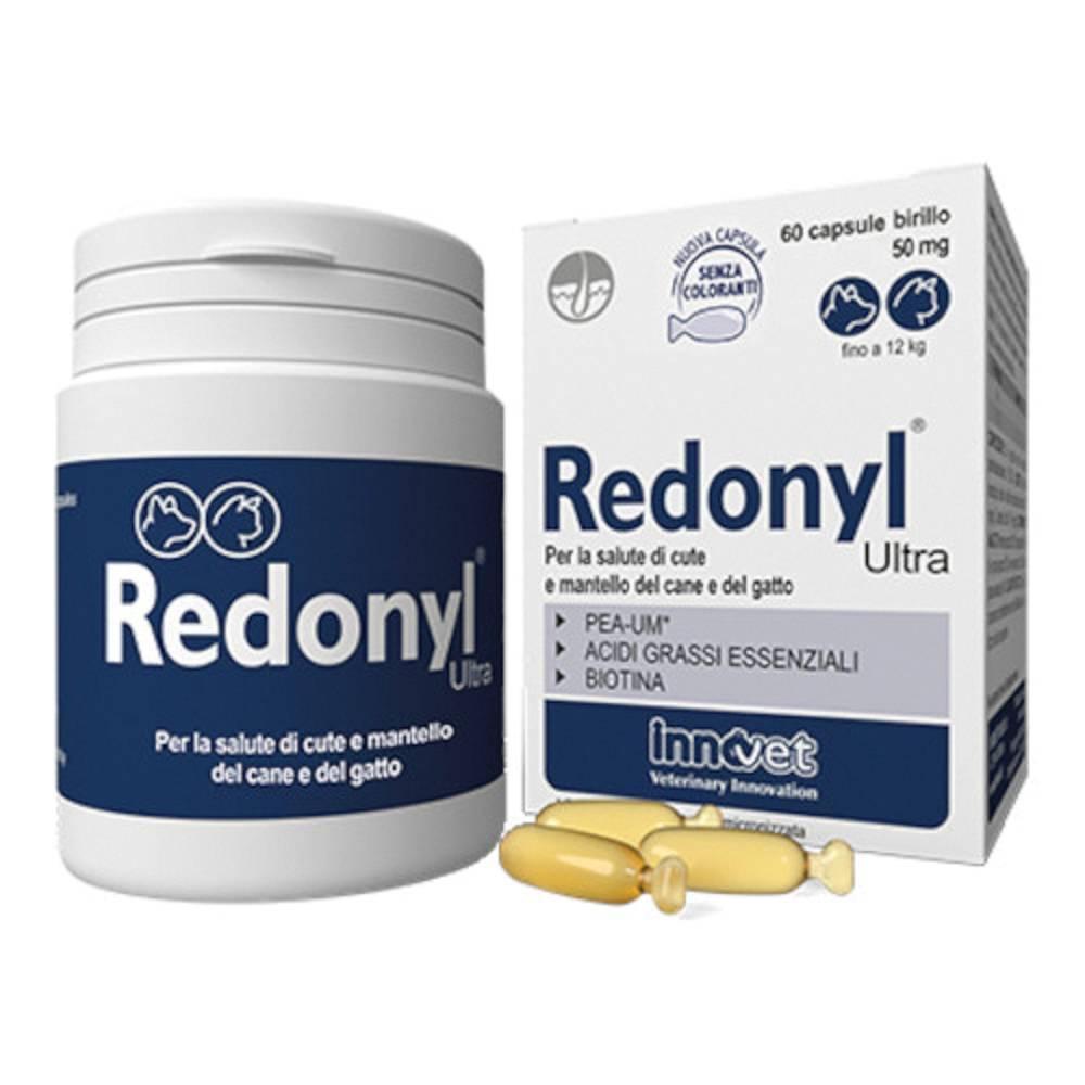 redonyl alimento dietetico per cani e gatti redonyl ultra 50 mg in capsule per dermatosi - barattolo da 60 capsule birillo monodose - foto 1