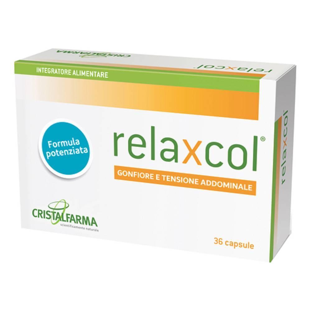 cristalfarma integratore relaxcol 36 capsule - riduzione del gonfiore e tensione addominale con estratti naturali e oli essenziali - foto 1