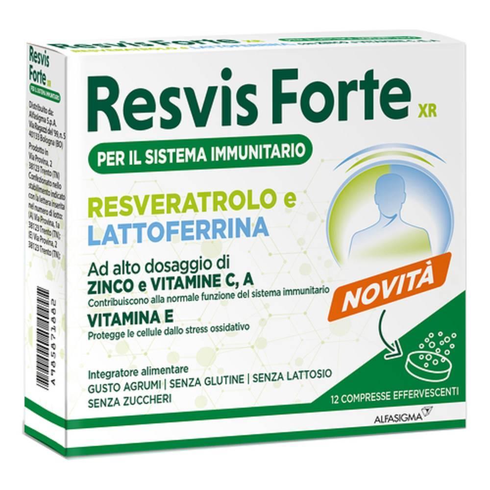 resvis integratore resvis forte xr per il supporto delle difese immunitarie con resveratrolo, lattoferrina, zinco e vitamine - 12 compresse effervescenti - foto 1