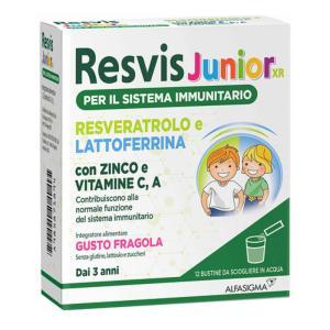 Integratore per bambini  junior xr 12 bustine per supporto difese immunitarie con resveratrolo, lattoferrina, zinco e vitamine