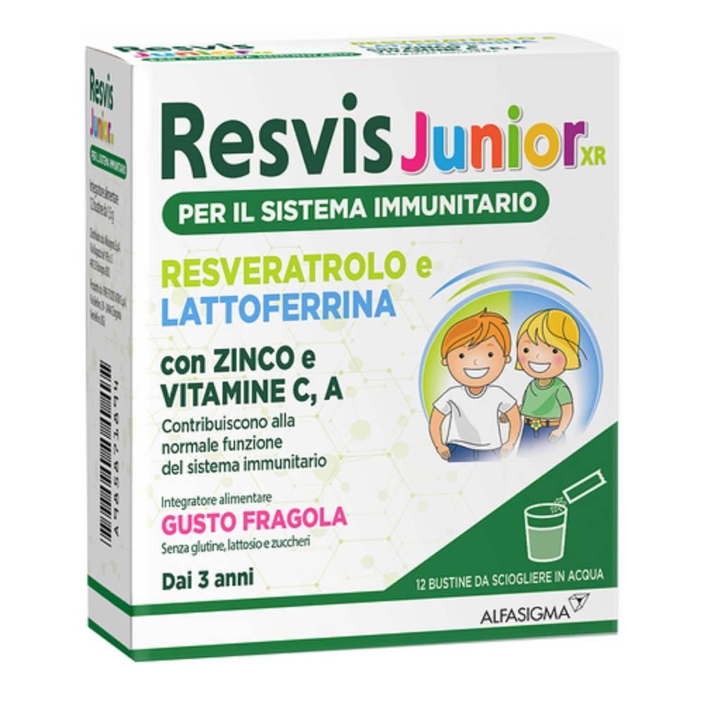 resvis integratore per bambini resvis junior xr 12 bustine per supporto difese immunitarie con resveratrolo, lattoferrina, zinco e vitamine - foto 1