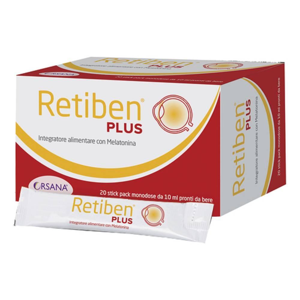 retiben integratore alimentare retiben plus 20 stick pack per il benessere della vista e antiossidante con luteina, melatonina e vitamine a, c, e - foto 1