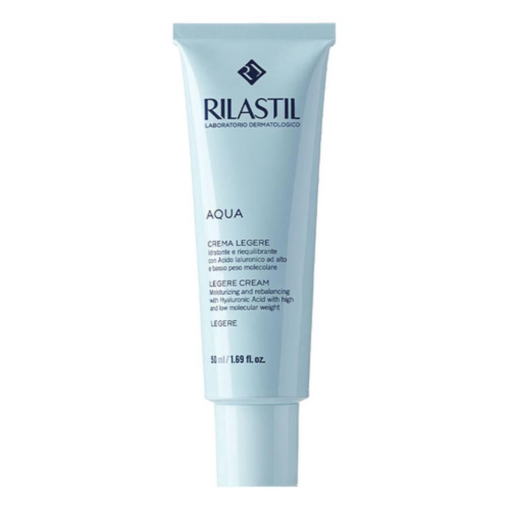 rilastil crema idratante leggera rilastil aqua 50ml per pelle normale-mista, emulsione veloce assorbimento antirughe e rassodante viso - foto 1