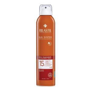 Spray corpo trasparente  sun system spf 15 - protezione uvb e uva, resistente all'acqua, ipoallergenico, 200 ml