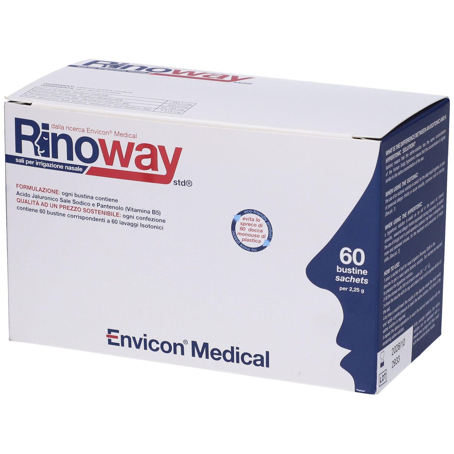 rinoway sali isotonici per lavaggio nasale 60 bustine - igiene nasale e sollievo da rinite allergica e sinusite - foto 1