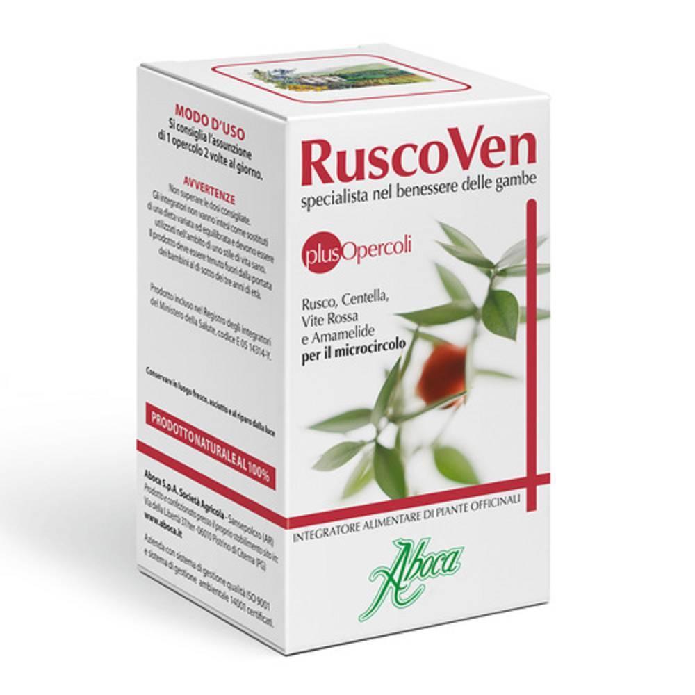 aboca integratore alimentare ruscoven plus capsule per il benessere delle gambe e il microcircolo, 50 capsule da 500 mg - foto 1
