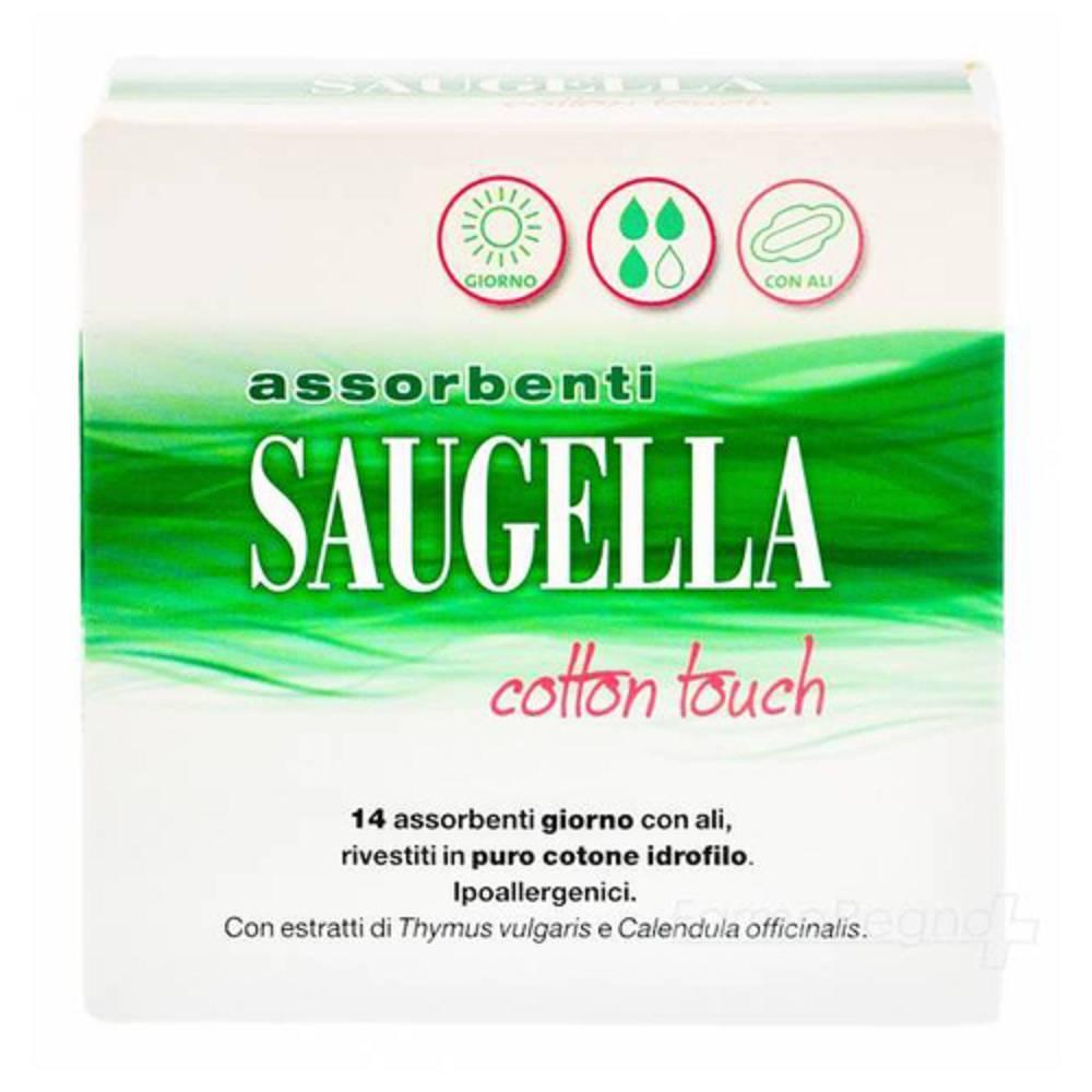 saugella assorbenti giorno con ali saugella cotton touch - 14 pezzi, ipoallergenici e superassorbenti per massimo comfort - foto 1