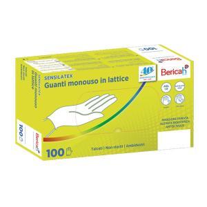 Guanti monouso in lattice talcati di grado medicale taglia m - sensilatex, confezione da 100 pezzi, ideali per laboratori e settore dentale
