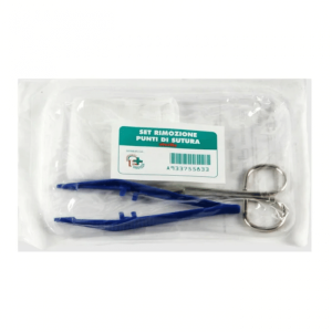Set per rimozione punti sutura con forbice in metallo e pinzetta in plastica - kit completo per medicazione e cura delle ferite