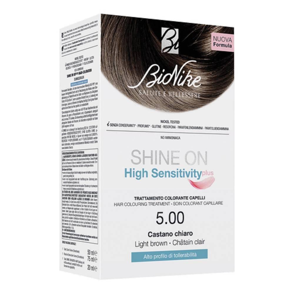 bionike trattamento colorante permanente bionike shine on high sensitivity plus 5.00 castano chiaro per capelli sensibili e allergici - foto 1