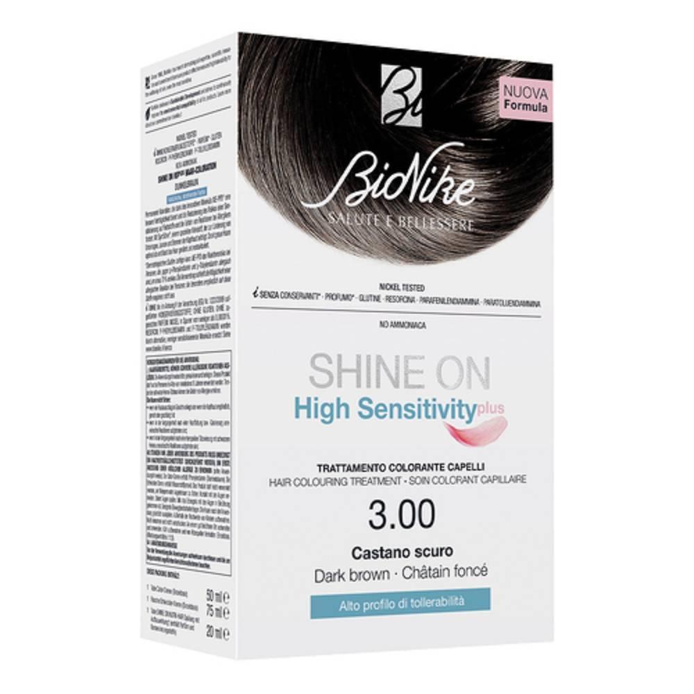 bionike trattamento colorante per capelli shine on high sensitivity plus 3.00 castano scuro - copertura ottimale e alta tollerabilità - foto 1