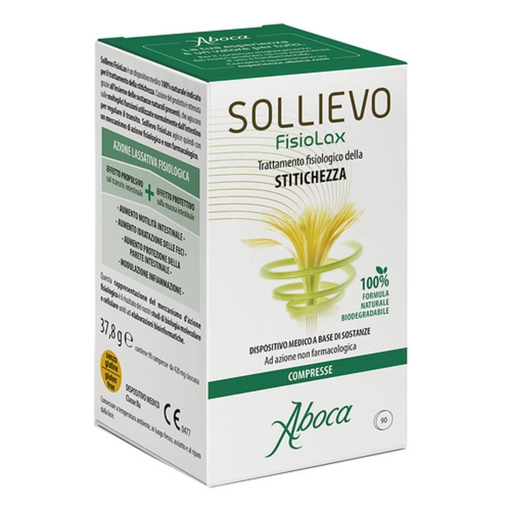 aboca sollievo fisiolax 90 compresse - dispositivo medico 100% naturale per il trattamento della stitichezza e il fisiologico transito intestinale - foto 1