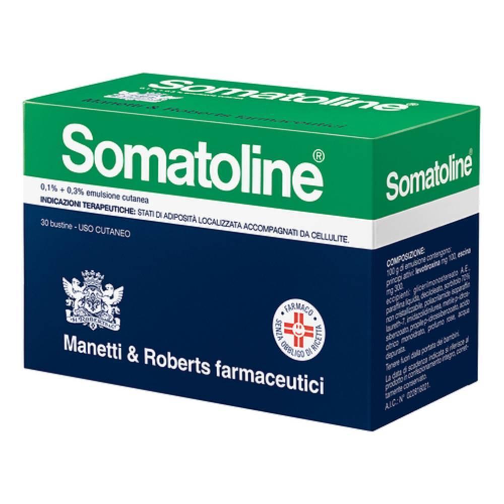 somatoline emulsione cutanea somatoline 0,1% + 0,3% per trattamento di adiposità localizzata e cellulite - 30 bustine - foto 1