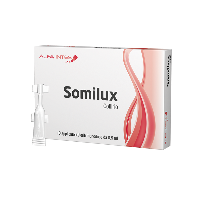 alfa intes collirio somilux 10 applicatori monodose 0,5 ml - sollievo per occhi rossi, secchezza e irritazione oculare con lattoferrina e liposomi - foto 1