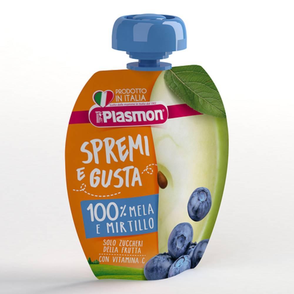 plasmon spremi e gusta mela e mirtillo 100ml - omogeneizzato per l'infanzia senza coloranti e conservanti, ideale a partire dal 6° mese - foto 1