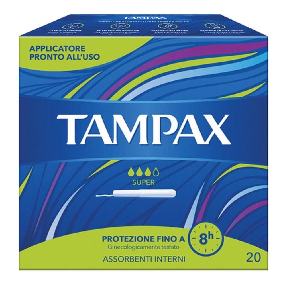 tampax tampax blue box super assorbente interno per flussi da medi ad abbondanti, 20 pezzi con applicatore in cotone - foto 1