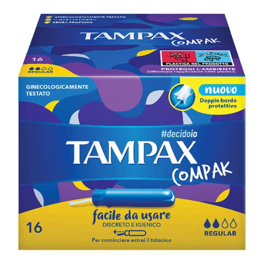 tampax tampax compak regular assorbenti interni con applicatore in plastica - confezione da 16 pezzi per protezione discreta e confortevole - foto 1