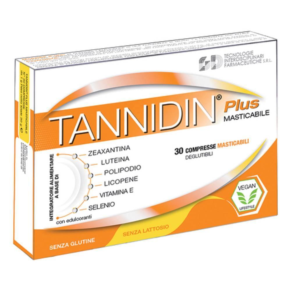 tannidin integratore alimentare tannidin plus masticabile con luteina, zeaxantina, licopene e vitamina e - 30 compresse per benessere della pelle e vista - foto 1
