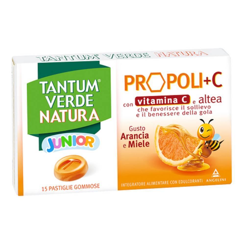 angelini integratore alimentare gola tantum verde natura 15 pastiglie gommose con propoli e vitamina c al gusto arancia e miele - foto 1