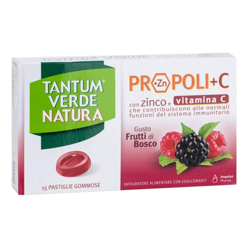 tantum verde integratore alimentare tantum verde natura con propoli, zinco e vitamina c, gusto frutti di bosco - astuccio da 15 pastiglie gommose - foto 1