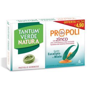 Integratore alimentare tantum verde natura pastiglie con propolio e zinco per il sistema immunitario - 15 caramelle senza glutine