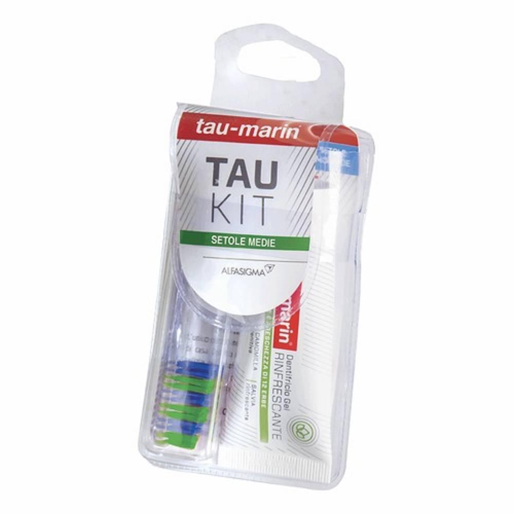 taumarin kit da viaggio tau marin spazzolino medio con dentifricio per una pulizia efficace ovunque e in qualsiasi momento - foto 1