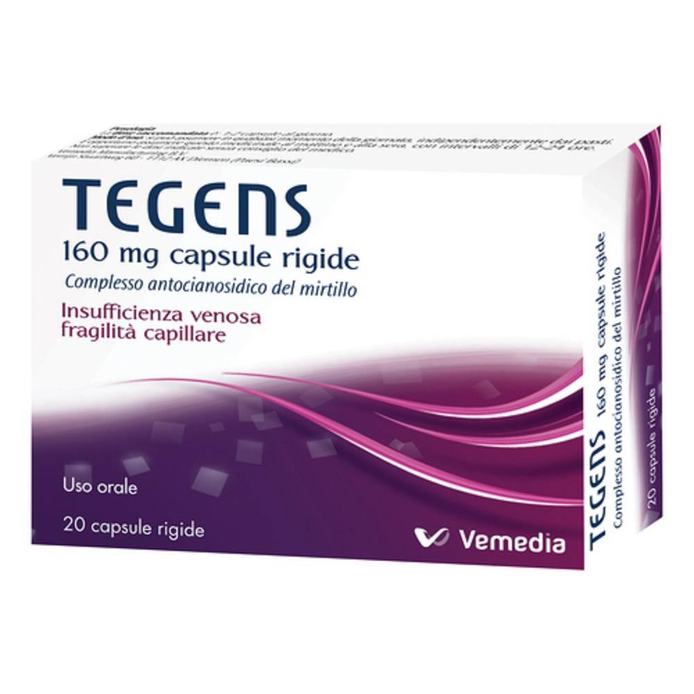 tegens tegens 20 capsule 160 mg - trattamento per insufficienza venosa e fragilità capillare con mirtillo e bioflavonoidi - foto 1