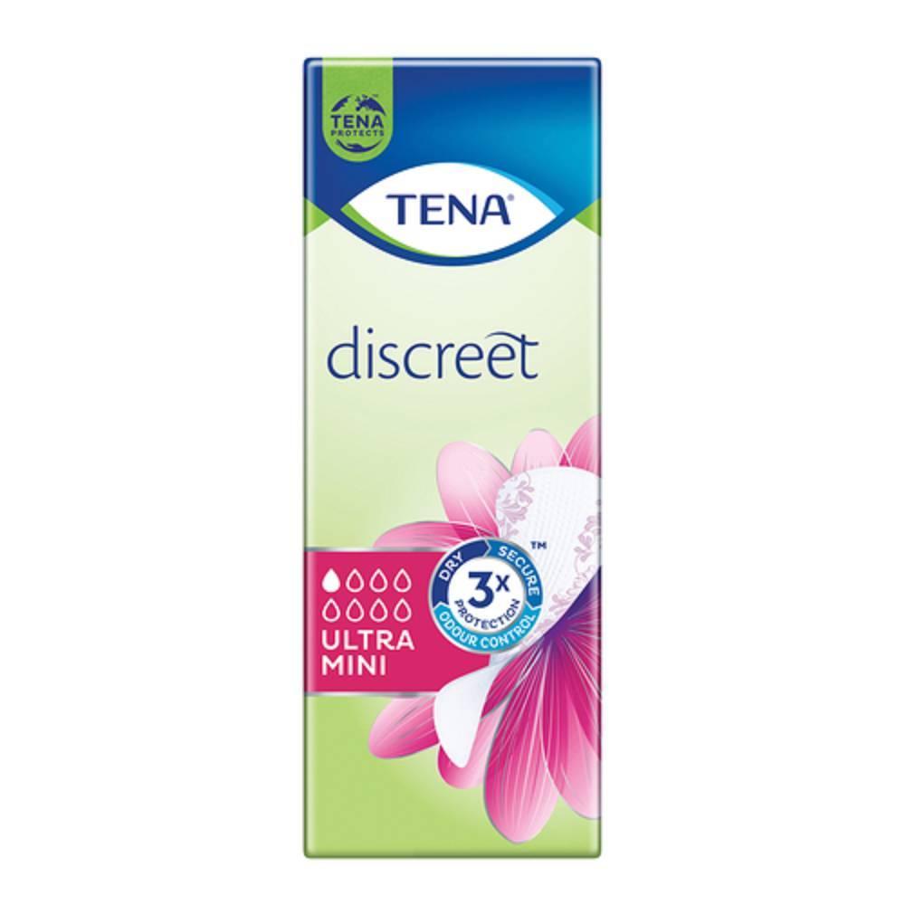 tena pannoloni tena discreet ultramini 28 pezzi per incontinenza urinaria leggera con protezione contro odori imbarazzanti - foto 1
