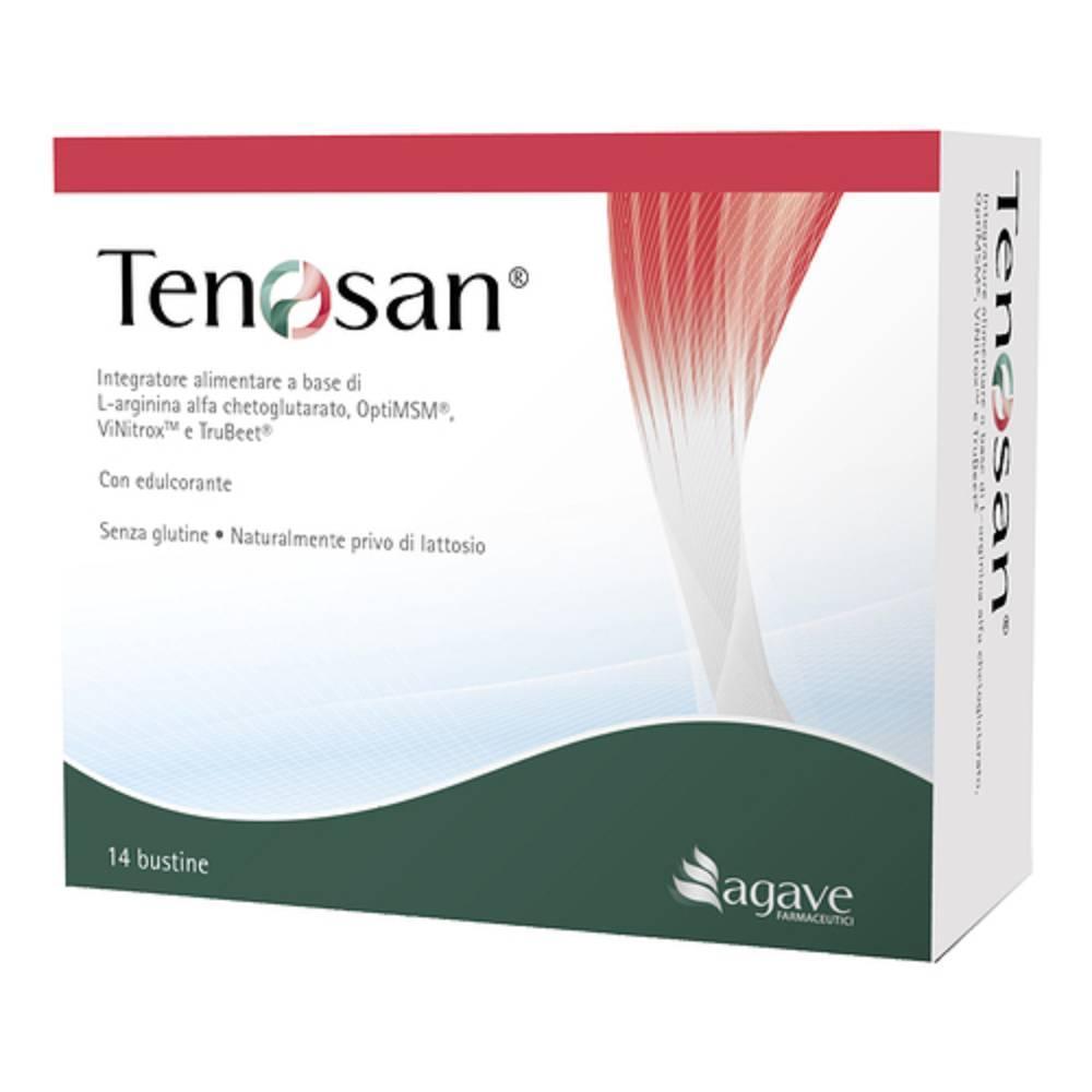 tenosan integratore alimentare tenosan in bustine per benessere muscolare e cartilagineo con l-arginina, collagene, vitamine c e d3 - confezione da 14 bustine - foto 1